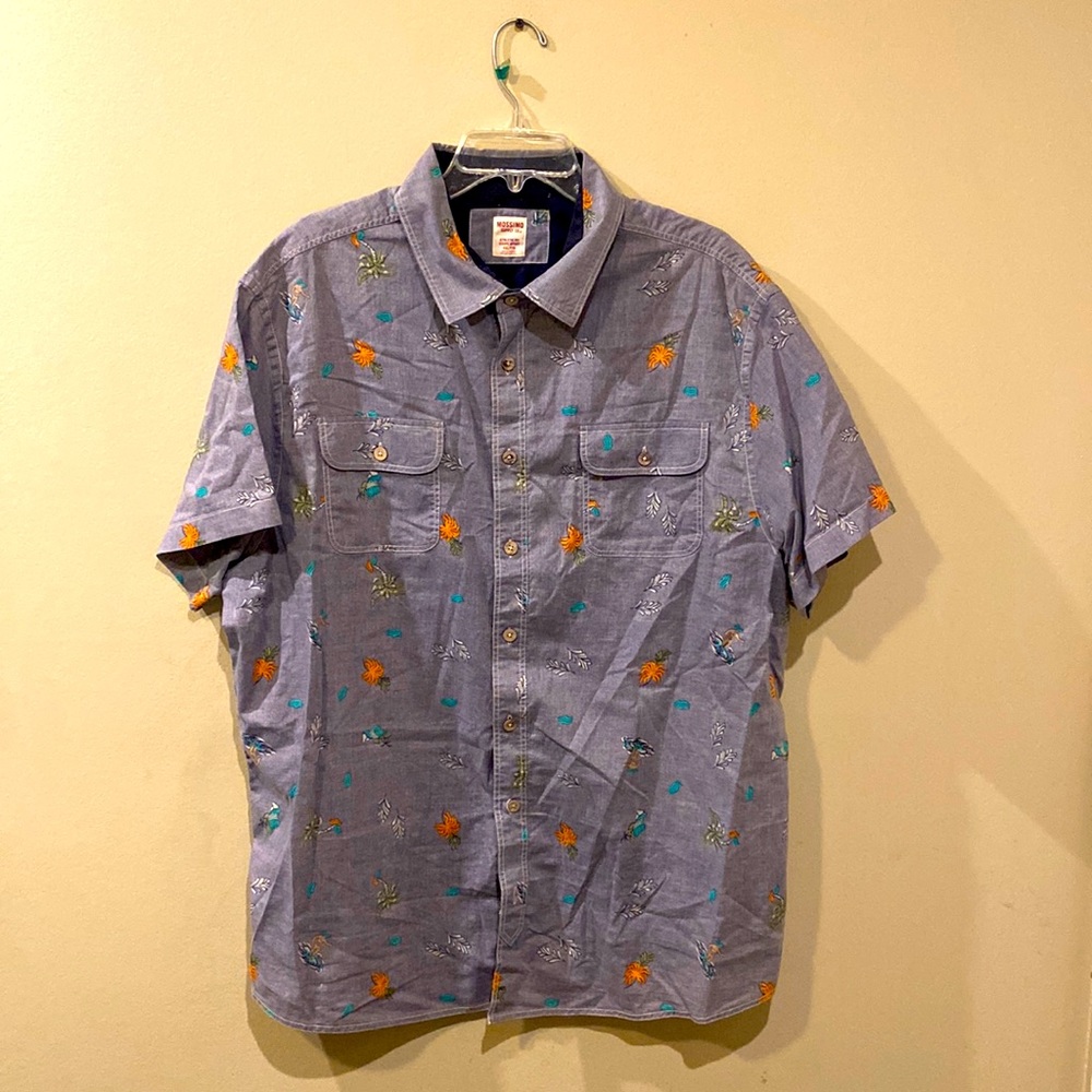 Mossimo Supply Co Athletic Fit Button Down Short Sleeve Surfing Print Shirt XXL